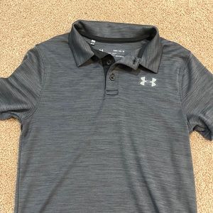 Boys Under Armour Performance Polo, Grey, Size M.